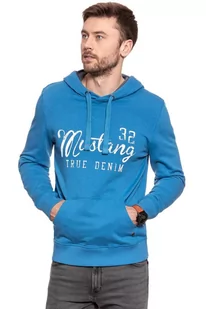 Mustang, Bluza męska, Logoprint Hoodie Deep Water 1007259 5392, rozmiar XXL - Bluzy męskie - miniaturka - grafika 1