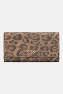 Brązowy portfel z klapką Nobo w panterkę - Portfele - miniaturka - grafika 1