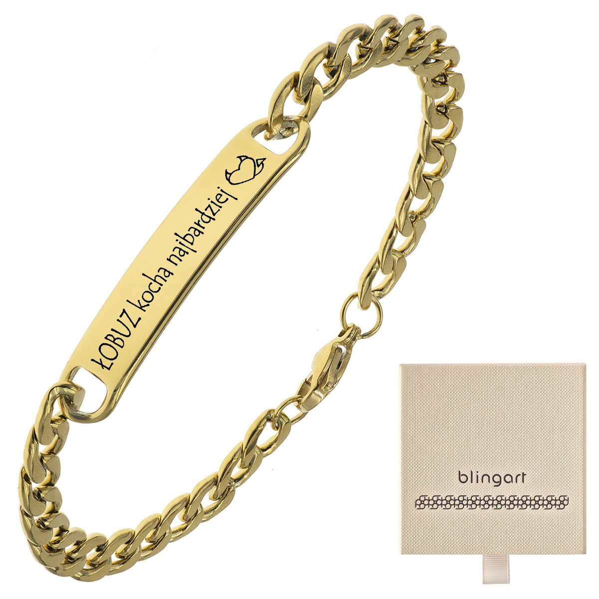 Bransoletka z grawerem pozłacana pancerka