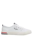 Buty dla dziewczynek - PEPE JEANS TRAMPKI DZIECIĘCE BIAŁE NISKIE Z LOGO 32 U2A - miniaturka - grafika 1