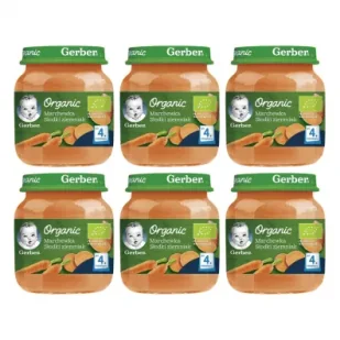 Gerber Organic Obiadek marchewka słodki ziemniak dla niemowląt po 4 miesiącu Zgrzewka 6 x 125 g Bio - Dania dla dzieci - miniaturka - grafika 1
