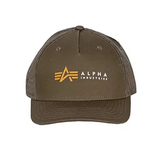 Czapki męskie - Alpha Industries Alpha Label Trucker Cap czapka męska, ciemnooliwkowy, jeden rozmiar - grafika 1