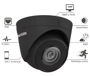 Kamera czarna IP Hikvision IPCAM-T4-BLACK 4Mpx Aplikacja IR30 PoE - Kamery IP - miniaturka - grafika 2