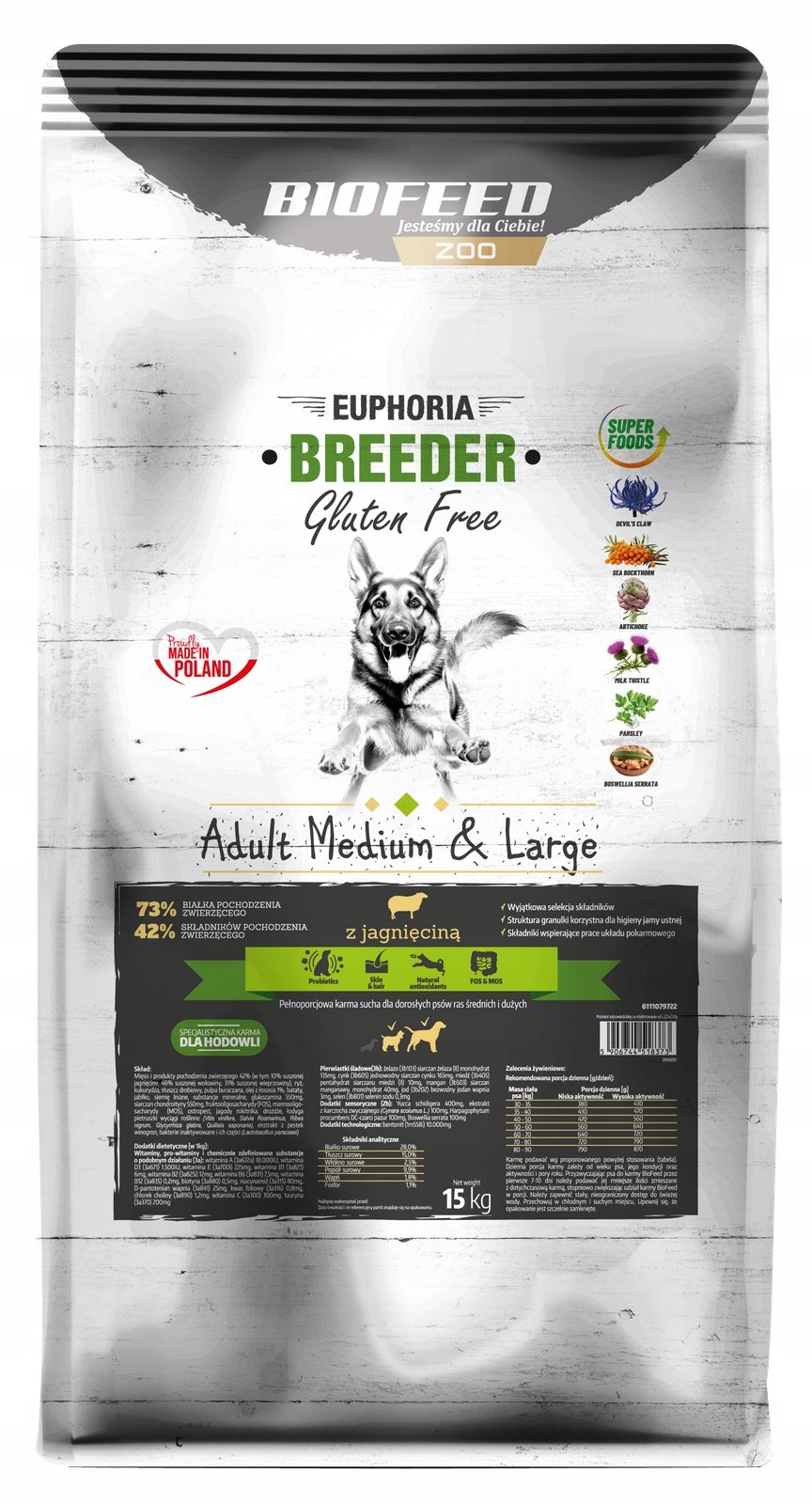Karma Dla Psa Biofeed Adult Large Giant Z Jagnięciną 15Kg