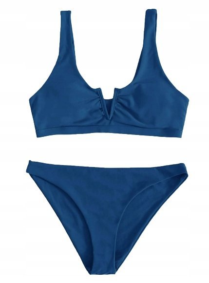 SHEIN STRÓJ KĄPIELOWY GRANATOWY GŁADKI L ŁBG