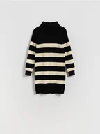 Swetry dla dziewczynek - Reserved - Dzianinowa sukienka w paski - wielobarwny - miniaturka - grafika 1