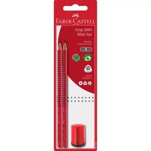Faber-Castell 183798 ołówek Grip 2001, wkład B, 2 ołówki i mini temperówki, czerwony i niebieski, przypadkowy kolor - Ołówki - miniaturka - grafika 1