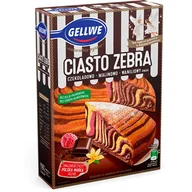 Dodatki do ciast w proszku - Gellwe Mieszanka do domowego wypieku ciasta ciasto zebra czekoladowo-malinowo-waniliowy smak 438 g - miniaturka - grafika 1