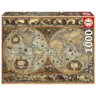 Puzzle 1000 Stara mapa świata Educa - Puzzle - miniaturka - grafika 1