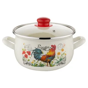 Fl1 GARNEK EMALIOWANY PYZA Z/P DEKOR KOGUCIK 18CM 2,8L 011-GAR-502/AV/18/KOG - Garnki - miniaturka - grafika 1