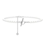 Naszyjniki - Srebrny perłowy choker do podwieszania charmsów, srebro 925 : Srebro - kolor pokrycia - Pokrycie platyną - miniaturka - grafika 1