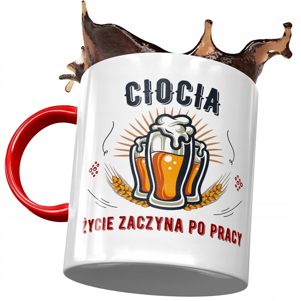 Kubek Czerwony Dla Cioci Ciotuni Urodziny Prezent z Nadrukiem ze Zdjęciem + Opakowanie na prezent (wzór 02)