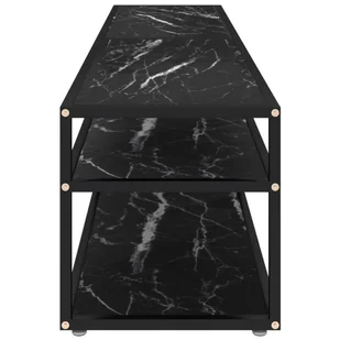 Lumarko Szafka pod TV, czarny marmur, 180x40x40,5 cm, szkło hartowane - Szafki RTV - miniaturka - grafika 5