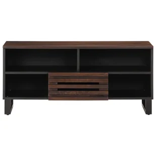 vidaXL Szafka pod TV brązowa 100x34x46 cm lite drewno mango - Szafki RTV - miniaturka - grafika 1