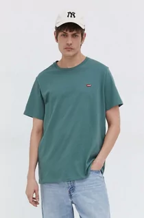 Koszulki męskie - Levi's t-shirt bawełniany męski kolor zielony gładki - grafika 1