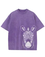 Koszulki i topy damskie - Damska koszulka oversize efekt sprania Zebra Afrykański Wzór Fioletowa 3XL - miniaturka - grafika 1