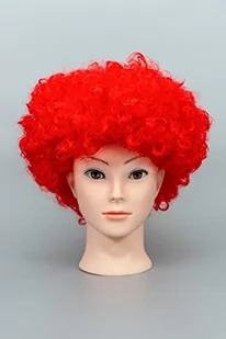 Gifts 4 All Occasions Limited SHATCHI czerwona kręcona peruka afro fantazyjna sukienka impreza kostium akcesoria disco klaun unisex lata 70 - Sukienki - miniaturka - grafika 1