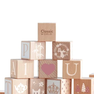 CLASSIC WORLD Drewniane Klocki Pastelowe Układanka Nauka Liczenia Liter Wzorów 29 el. - Klocki - miniaturka - grafika 5