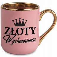 Kubki - Kubek ELEGANT RÓŻOWY Prezent Dla Nauczyciela Złoty Wychowawca MIX WZORÓW - miniaturka - grafika 1