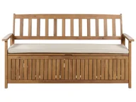 Ławki ogrodowe - Ławka ogrodowa z poduszką Drewno 160 cm Beżowoszary SOVANA - miniaturka - grafika 1