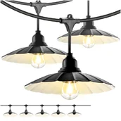 Lampy ogrodowe - ZESTAW CRETE Girlanda ogrodowa 5m + kabel 5m + 5x klosz czarny M1 - miniaturka - grafika 1