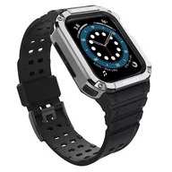 Akcesoria do smartwatchy - Protect Strap Band opaska z etui do Watch 7 / 6 / 5 / 4 / 3 / 2 / SE (41 / 40 / 38mm) obudowa pancerny pokrowiec na zegarek czarny - miniaturka - grafika 1