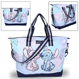 Stitch Disney Niebieska materiałowa torba podróżna, torba turystyczna, pojemna 54x18x23 cm - Akcesoria podróżnicze - miniaturka - grafika 1