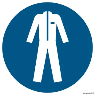 GJ010 NAKAZ STOSOWANIA ODZIEŻY OCHRONNEJ, FN - FOLIA SAMOPRZYLEPNA; (100X100MM) - Tablice BHP - miniaturka - grafika 1