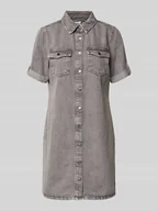 Sukienki - Taliowana sukienka jeansowa z czystej bawełny - miniaturka - grafika 1