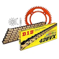 Części motocyklowe - Zestaw łańcuchów DID Alu 428VX / 122 zamek zaciskowy pomarańczowy do KTM SX, Husqvarna TC 85 ccm rok prod. 2003-2017 - miniaturka - grafika 1