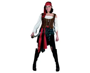 Zestaw dla dorosłych Piratka (opaska, gorset, bluzka, spódnica, pasek), rozm. uniw. - Dodatki do strojów karnawałowych - miniaturka - grafika 1