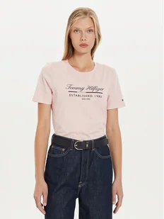 Tommy Hilfiger T-Shirt Script Graphic WW0WW43502 Różowy Regular Fit - Koszulki i topy damskie - miniaturka - grafika 1