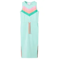 Sukienki - Sukienka dziecięca ze sznurkiem, jasnomiętowa, 140 - miniaturka - grafika 1