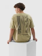 Koszulki sportowe męskie - Męski t-shirt z nadrukiem 4F 4FWAW24TTSHM1654 - zielony - miniaturka - grafika 1