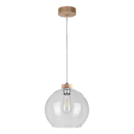 Lampy sufitowe - Britop LAMPA wisząca LAGUNA 18720174 skandynawska OPRAWA szklana kula zwis przezroczysty drewno - miniaturka - grafika 1