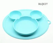 Miseczki i talerzyki dla dzieci - Talerz Silikonowy Trójdzielny Z Przegródkami Do Blw Błękitny - miniaturka - grafika 1
