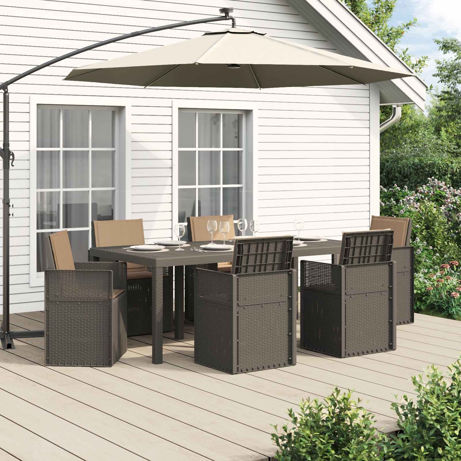 vidaXL Zestaw do jadalni w ogrodzie 7 pcs Jasnoszary i Taupe PP 3430085