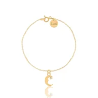 Bransoletki - Bransoletka srebrna pozłacana z księżycem i kryształkiem - miniaturka - grafika 1