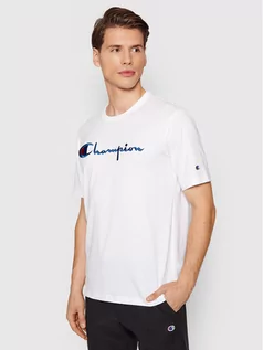 Koszulki męskie - Champion T-Shirt Big Script Logo 216547 Biały Comfort Fit - grafika 1