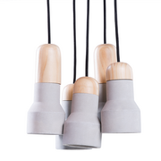 Lampy sufitowe - Beliani Lampa wisząca Lampa wisząca 5 kloszy betonowa szara APURE 53541 - miniaturka - grafika 1