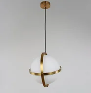 Lampy ścienne - SIGNIA D20 lampa wisząca mosiężna z kloszem ozdobionym obręczami E27 - miniaturka - grafika 1