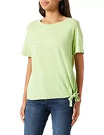 Koszulki i topy damskie - Gerry Weber Damska koszulka z węzłem, krótki rękaw, raglanowy t-shirt z rękawami 1/2, jednokolorowy, w paski, Light Lime, 42 - miniaturka - grafika 1
