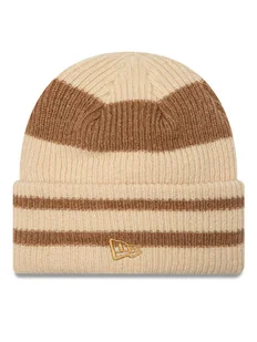 New Era Czapka Stripe Cuff Knit Beanie 60580764 Beżowy - Czapki damskie - miniaturka - grafika 1