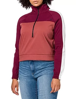 Bluzy damskie - Hurley Damska bluza polarowa z zamkiem błyskawicznym Therma szary Ciemna czerwień L CJ8736 - grafika 1