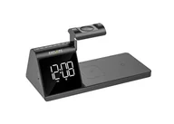 Akcesoria i części AGD - Explore Scientific BCC2001 Zegar biurkowy lub nocny, z wieloma bezprzewodowymi ładowaniami, budzikiem alarmowym, szybkie ładowanie 15 W, 3 W Airpods, czarny - miniaturka - grafika 1