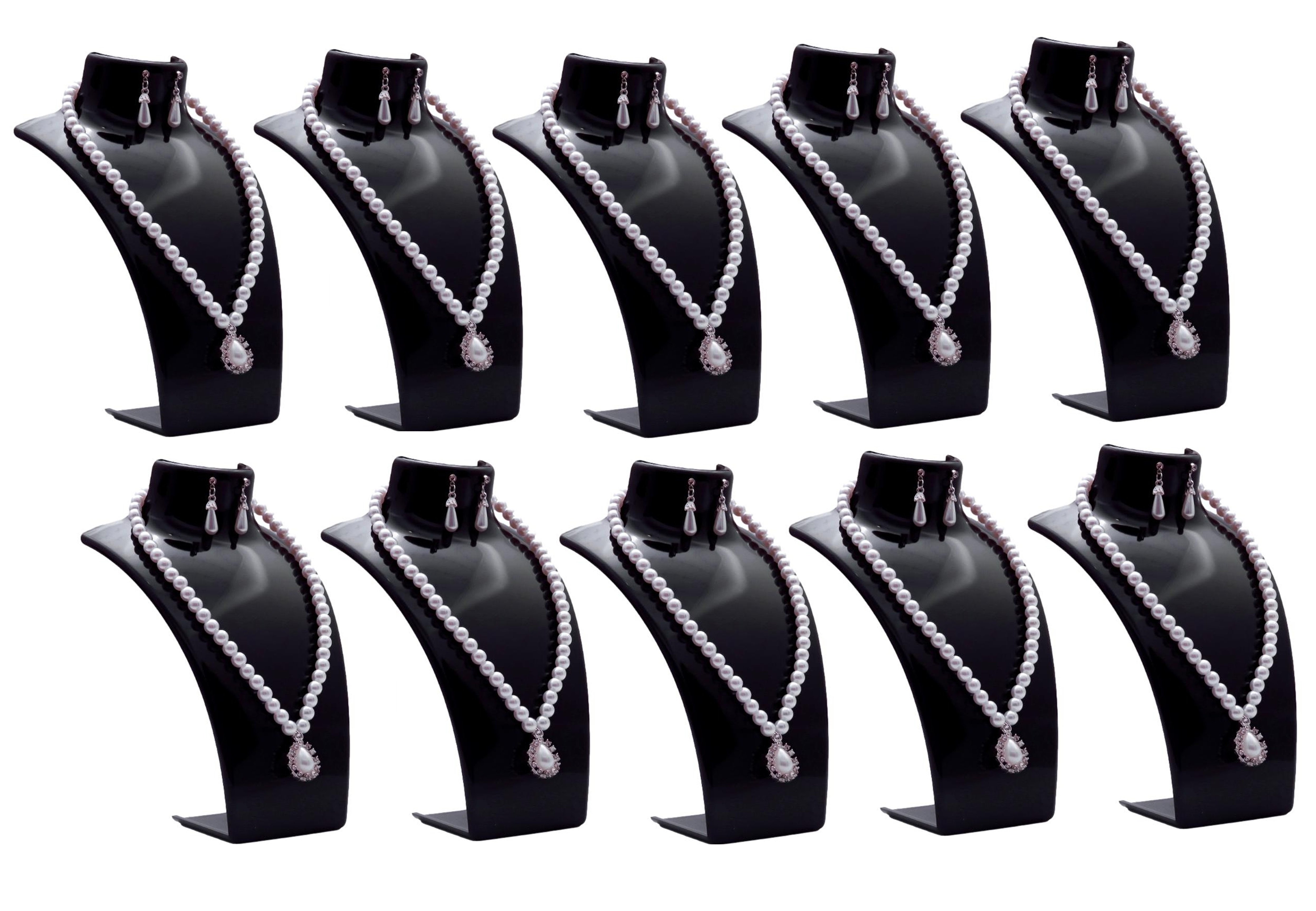 zestaw 10 sztuk - stojak na biżuterię, stojak na naszyjnik, plastikowy stojak na biżuterię, stojak na kolczyki, stojak na biżuterię, stojak na łańcuszek dla jubilerów - sklepy, stojak - czarny