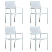 Fotele i krzesła ogrodowe - vidaXL Krzesła ogrodowe, 4 szt., białe, plastik stylizowany na rattan - miniaturka - grafika 1