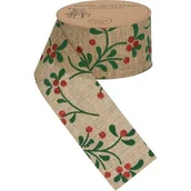 Ozdoby bożonarodzeniowe - Wstążka dekoracyjna w gałązki 3,8 x 270 cm - miniaturka - grafika 1