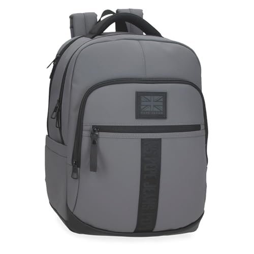 Pepe Jeans Hoxton Plecak na laptopa z podwójną komorą na laptopa 15,6 cala szary 30 x 42 x 14,5 cm poliester i PU 18,27 l by Joumma Bags, Szary, Talla única, dwukomorowy plecak na laptopa