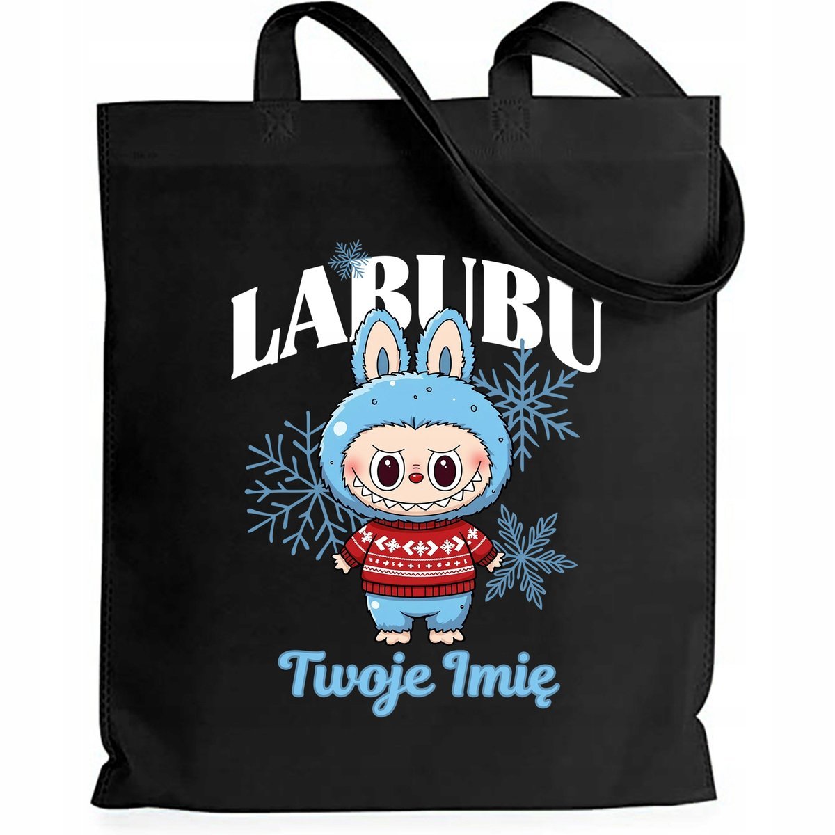 Torba EKO Czarna Shopper MROŹNY *IMIĘ* Prezent Święta Mikołajki Wz